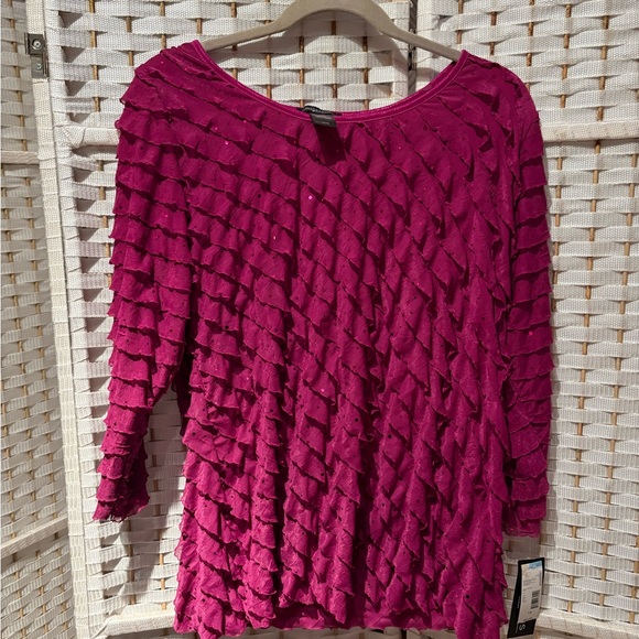 Notations Fuchsia Ruffled Blouse - Picture 1 of 8